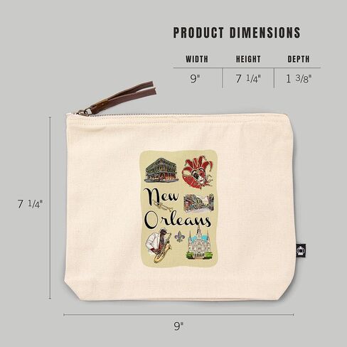نيو أورليانز ، لويزيانا ، المعالم والرموز ، حقيبة سحاب القطن بنسبة 100 ٪ ، ملحق السفر ، GO BAG in Kuwait