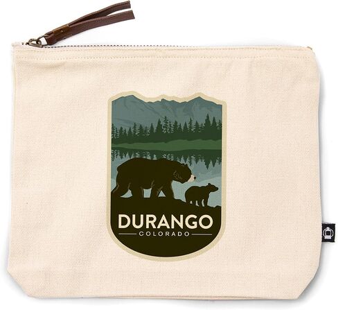 Lantern Press Durango ، Colorado ، Grizzly Bear and Cub ، حقيبة سحاب قطنية 100 ٪ ، ملحق السفر ، GO BAG in Kuwait