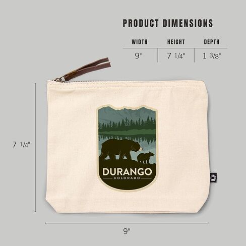 Lantern Press Durango ، Colorado ، Grizzly Bear and Cub ، حقيبة سحاب قطنية 100 ٪ ، ملحق السفر ، GO BAG in Kuwait