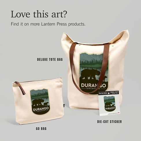 Lantern Press Durango ، Colorado ، Grizzly Bear and Cub ، حقيبة سحاب قطنية 100 ٪ ، ملحق السفر ، GO BAG in Kuwait