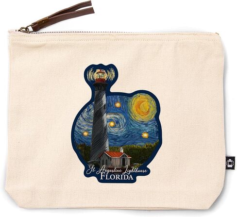 Lantern Press St. Augustine, Florida, Lighthouse, Starry Night, 100% Cotton Zipper Pouch, Travel Accessory, Go Bag in Saudi Arabia