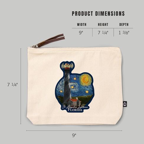 Lantern Press St. Augustine, Florida, Lighthouse, Starry Night, 100% Cotton Zipper Pouch, Travel Accessory, Go Bag in Saudi Arabia