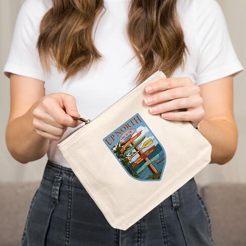 Baudette Press Baudette ، مينيسوتا ، علامات الوجهة ، حقيبة سحاب من القطن بنسبة 100 ٪ ، ملحق السفر ، GO BAG in Saudi Arabia