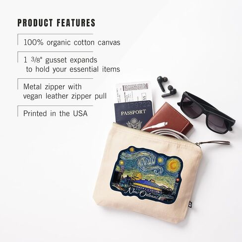 Lantern Press New Orleans ، Louisiana ، STARRY Night City Series ، 100 ٪ Cotton Zipper Pouch ، ملحق السفر ، GO BAG in Saudi Arabia