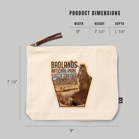 Lantern Press Badlands National Park, South Dakota, Prairie Dogs, 100% Cotton Zipper Pouch, Travel Accessory, Go Bag in Saudi Arabia
