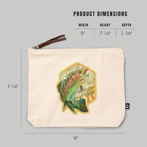 Lantern Press Hinton, West Virginia, Fishing, Underwater Trout, 100% Cotton Zipper Pouch, Travel Accessory, Go Bag in Saudi Arabia