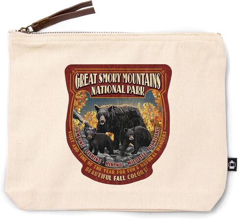 Press Lantern Press Great Smoky Mountain National Park ، Tennessee ، Black Bears Vintage Sign ، حقيبة سحاب من القطن 100 ٪ ، ملحق السفر ، GO BAG in Saudi Arabia