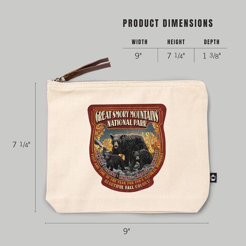 Press Lantern Press Great Smoky Mountain National Park ، Tennessee ، Black Bears Vintage Sign ، حقيبة سحاب من القطن 100 ٪ ، ملحق السفر ، GO BAG in Saudi Arabia