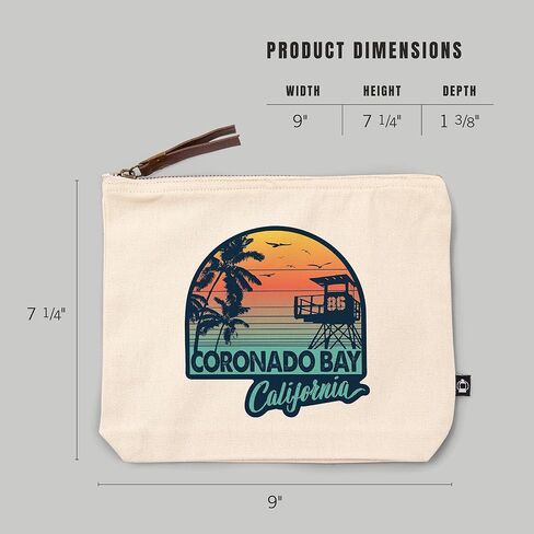 Lantern Press Bay Coronado Bay ، كاليفورنيا ، وغروب الشمس خطوط ، وشكّن النخيل والإنقاذ ، وحقبة سحاب من القطن بنسبة 100 ٪ ، وملحقات السفر ، و GO BAG in Kuwait