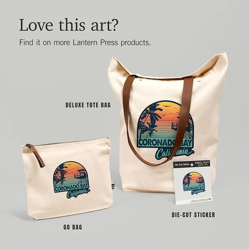 Lantern Press Bay Coronado Bay ، كاليفورنيا ، وغروب الشمس خطوط ، وشكّن النخيل والإنقاذ ، وحقبة سحاب من القطن بنسبة 100 ٪ ، وملحقات السفر ، و GO BAG in Kuwait