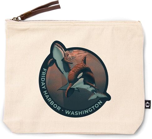 Lantern Press Friday Harbor, Washington, Orca, Lithograph, 100% Cotton Zipper Pouch, Travel Accessory, Go Bag in Saudi Arabia