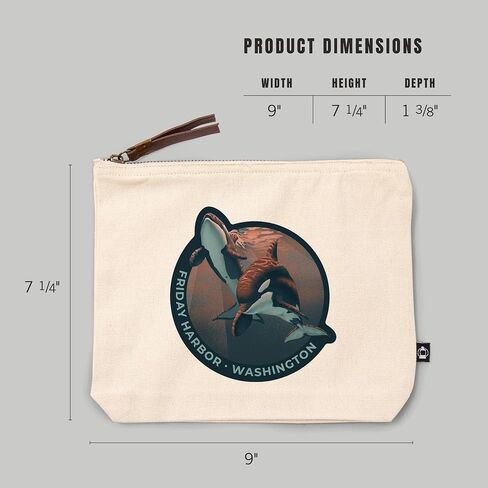 Lantern Press Friday Harbor, Washington, Orca, Lithograph, 100% Cotton Zipper Pouch, Travel Accessory, Go Bag in Saudi Arabia
