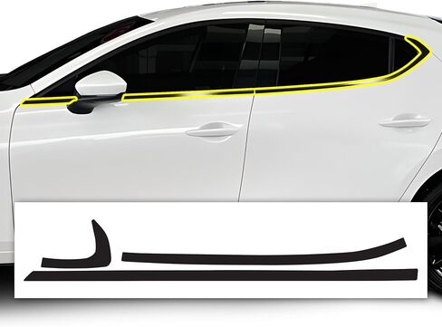 BOGAR TECH DESIGNS Side Window Chrome Delete Overlay Film Compatible with Mazda 3 Sedan 2019-2025, Gloss Black in Saudi Arabia