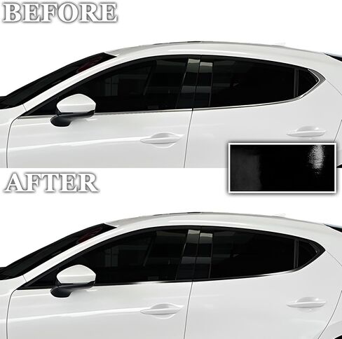 BOGAR TECH DESIGNS Side Window Chrome Delete Overlay Film Compatible with Mazda 3 Sedan 2019-2025, Gloss Black in Saudi Arabia