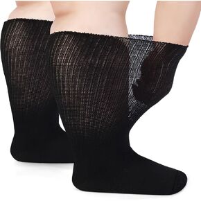 2 Pairs Extra Width Socks for Swollen Feet Soft Stretch to 30" Seniors Diabetic Socks for Women Plus Size in Saudi Arabia