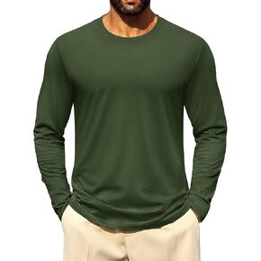 Cotrasen Mens Long Sleeve Tee Tee Tee Cotton Crew Neck Moisture Wicking Soft Disual Basic Thirts in Kuwait