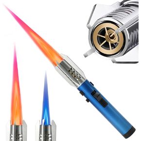 Camping Lighter, Torch Lighter, Straight Flame Bright Fire Refillable Windproof Adjustable Color with Safety Lock for Campfires Kitchen Hiking Candles Fireplace BBQ Outdoor Essentials in Saudi Arabia
