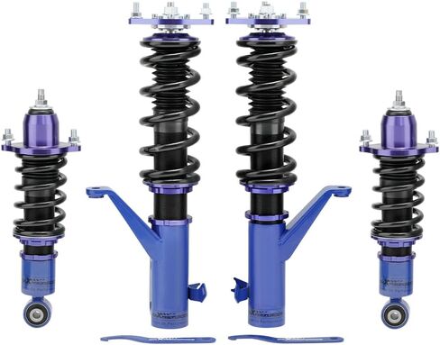 MaxPeedingrods ملفات ل Honda Civic 2001-2005 DX/EX/GX/HX/LX/SI ، طقم التعليق القابل للتعديل قابلة للتعديل ، دعامات امتصاص الصدمات المسبقة مسبقًا ، وخفض مجموعات الأزرق الأزرق in Saudi Arabia