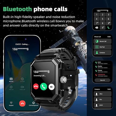 Alpha Gear Indestructible Smart Watch for Men Military Tactical 680mAh Rugged Military Smartwatch Android iPhone IP68 Waterproof Fitness Tracker Health Watch Blood Pressure Sleep Monitor Step Counter in Saudi Arabia