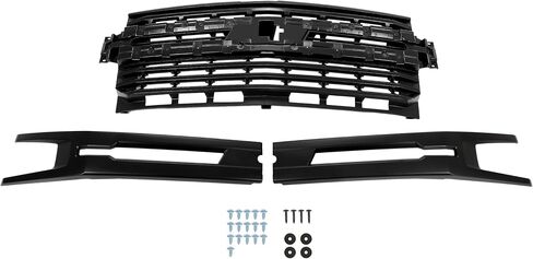KUAFU Front Grill Compatible with 2019-2022 Chevy Chevrolet Silverado 1500 Bumper Upper Hood Grille Painted Black in Saudi Arabia