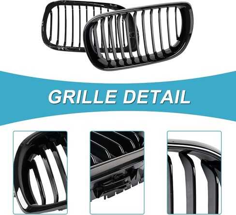 الشواية الأمامية لـ BMW 3 Series E46 2002-2005 4-Door 320i 325i 325xi 330i 330xi ، Gloss Black ABS Abs Automotive Grille Slats Double Slats Grill in Kuwait
