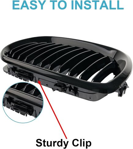 الشواية الأمامية لـ BMW 3 Series E46 2002-2005 4-Door 320i 325i 325xi 330i 330xi ، Gloss Black ABS Abs Automotive Grille Slats Double Slats Grill in Kuwait