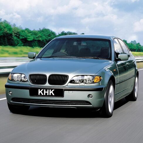 الشواية الأمامية لـ BMW 3 Series E46 2002-2005 4-Door 320i 325i 325xi 330i 330xi ، Gloss Black ABS Abs Automotive Grille Slats Double Slats Grill in Kuwait