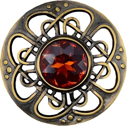 Elegant Culloden Plaid Brooch – Scottish Kilt Fly Plaid Brooch Intricate Celtic Knot in Pewter with Gemstone 3-Inch Diameter – Ideal for Scottish Kilts & Formal Wear in Saudi Arabia