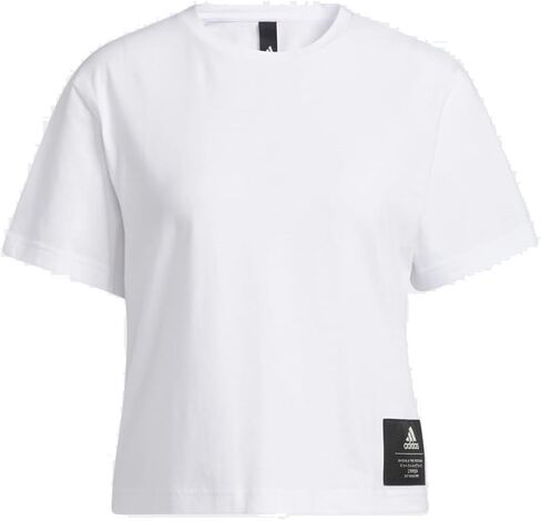adidas Women's Boyfriend Cropped Cotton T-Shirt, White in Saudi Arabia