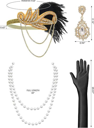 1920s Flapper Dresses for Women,Sheer Beaded Sleeves Great Gatsby Dresses Roaring 20s Dresses Costumes with Accessories in Saudi Arabia