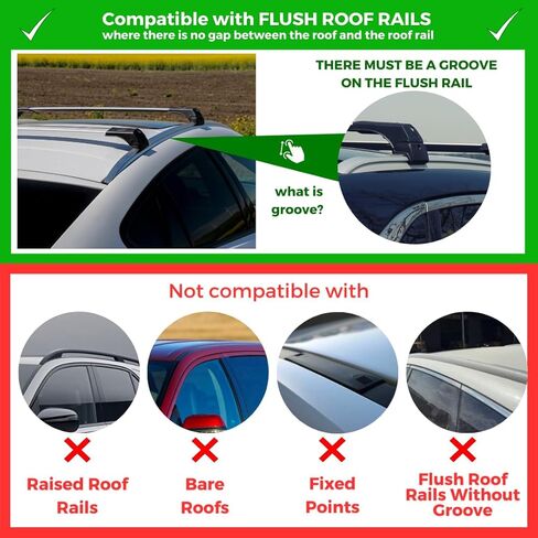 ERKUL Roof Rack Cross Bars for Chevrolet Chevy Trax 2013-2022 | Aluminum Crossbars with Anti Theft Lock for Rooftop | Compatible with Raised Rails - Black in Kuwait