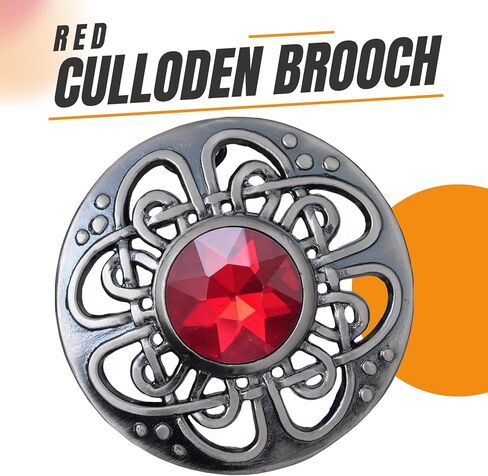 Elegant Culloden Plaid Brooch – Scottish Kilt Fly Plaid Brooch Intricate Celtic Knot in Pewter with Gemstone 3-Inch Diameter – Ideal for Scottish Kilts & Formal Wear in Saudi Arabia