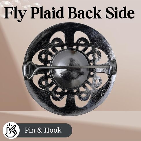 Elegant Culloden Plaid Brooch – Scottish Kilt Fly Plaid Brooch Intricate Celtic Knot in Pewter with Gemstone 3-Inch Diameter – Ideal for Scottish Kilts & Formal Wear in Saudi Arabia