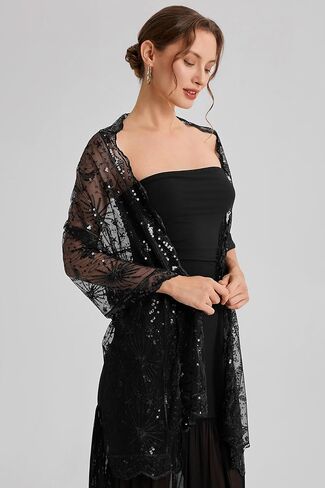 BABEYOND Shawl Wraps for Women, Sequin Stars Moons Shawls and Wraps for Evening Dresses Wedding in Kuwait