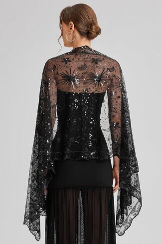 BABEYOND Shawl Wraps for Women, Sequin Stars Moons Shawls and Wraps for Evening Dresses Wedding in Kuwait