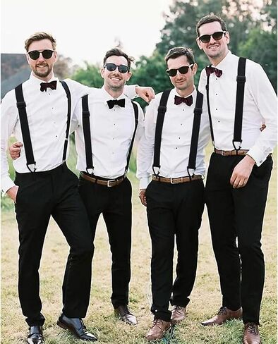 Adjustable Y-Back Suspenders for Men, Elastic Hidden Suspender with Heavy-Duty Clips, Ideal for Suits Jeans Weddings in Kuwait