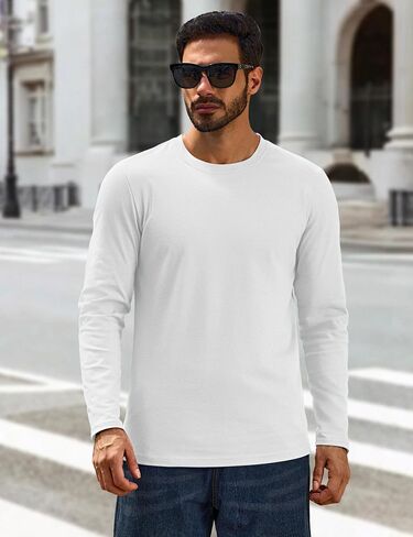 Cotrasen Mens Long Sleeve Tee Shirts Cotton Crew Neck Moisture Wicking Soft Casual Basic T-Shirts in Saudi Arabia