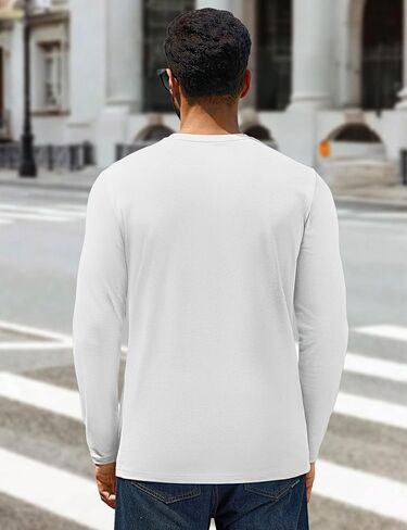 Cotrasen Mens Long Sleeve Tee Shirts Cotton Crew Neck Moisture Wicking Soft Casual Basic T-Shirts in Saudi Arabia