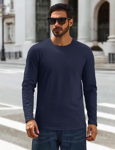 Cotrasen Mens Long Sleeve Tee Shirts Cotton Crew Neck Moisture Wicking Soft Casual Basic T-Shirts in Saudi Arabia