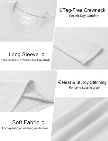 Cotrasen Mens Long Sleeve Tee Shirts Cotton Crew Neck Moisture Wicking Soft Casual Basic T-Shirts in Saudi Arabia