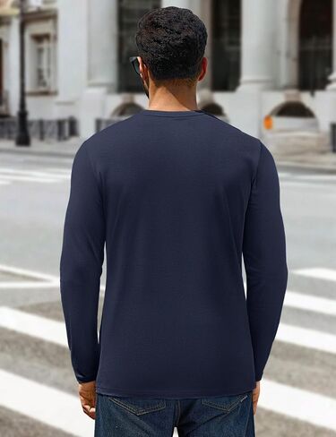 Cotrasen Mens Long Sleeve Tee Shirts Cotton Crew Neck Moisture Wicking Soft Casual Basic T-Shirts in Saudi Arabia