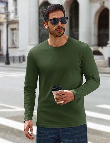Cotrasen Mens Long Sleeve Tee Shirts Cotton Crew Neck Moisture Wicking Soft Casual Basic T-Shirts in Saudi Arabia