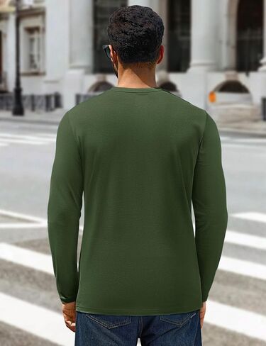 Cotrasen Mens Long Sleeve Tee Shirts Cotton Crew Neck Moisture Wicking Soft Casual Basic T-Shirts in Saudi Arabia