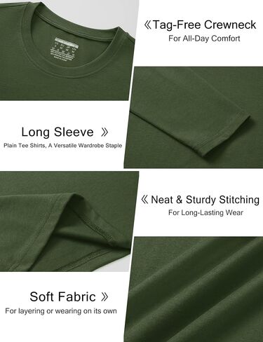 Cotrasen Mens Long Sleeve Tee Shirts Cotton Crew Neck Moisture Wicking Soft Casual Basic T-Shirts in Saudi Arabia
