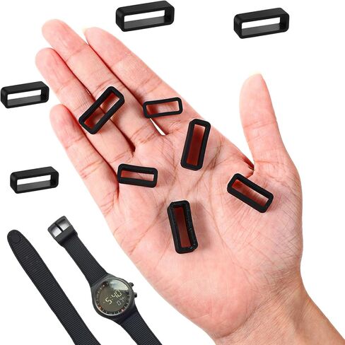 18 PCS Watch Band Keepers 14/16/18mm Silicone Watch Watch Strap Retainer Loop Parts Belt Beltband Clasp Clasp Ring Explistory for Smart Sport Watchers (Black) in Kuwait
