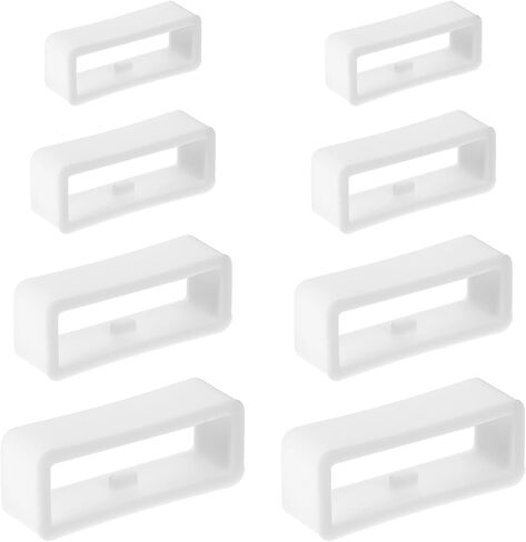 8PCS Watch Band Holder Loop, Silicone Watch Band Loop, White Smartwatch Strap Holder Rings Replacement Rubber Bands Keeper Fastener Rings Parts for Smart Sport Watches (Size: 18mm/20mm/22mm/24mm) in Kuwait