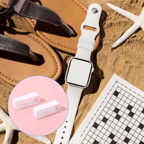 8PCS Watch Band Holder Loop, Silicone Watch Band Loop, White Smartwatch Strap Holder Rings Replacement Rubber Bands Keeper Fastener Rings Parts for Smart Sport Watches (Size: 18mm/20mm/22mm/24mm) in Saudi Arabia