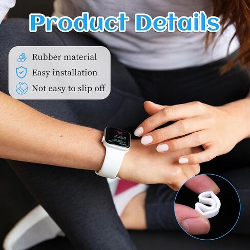 8PCS Watch Band Holder Loop, Silicone Watch Band Loop, White Smartwatch Strap Holder Rings Replacement Rubber Bands Keeper Fastener Rings Parts for Smart Sport Watches (Size: 18mm/20mm/22mm/24mm) in Saudi Arabia