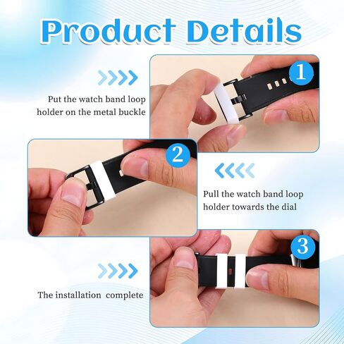 8PCS Watch Band Holder Loop, Silicone Watch Band Loop, White Smartwatch Strap Holder Rings Replacement Rubber Bands Keeper Fastener Rings Parts for Smart Sport Watches (Size: 18mm/20mm/22mm/24mm) in Saudi Arabia