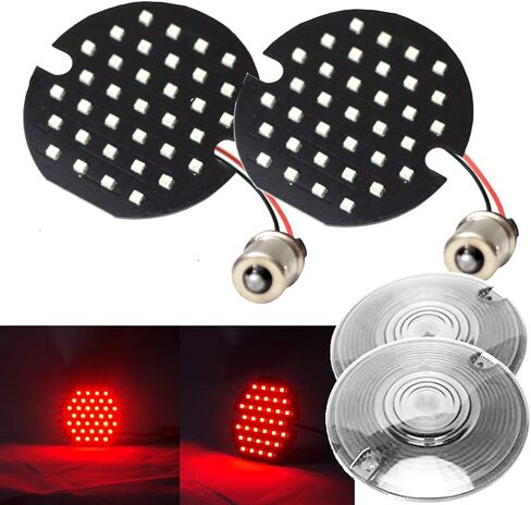 أضواء النسر 3.25 3-1/4 بوصة على طراز مسطح LED الإشارات المنعطفات المتوافقة مع الدراجات النارية Harley Davidson (إضافة عدسات واضحة) in Kuwait